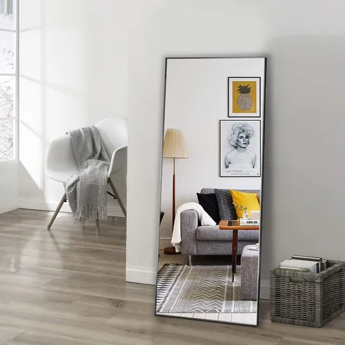 Miniatura 14 de ZHOWI - Espejo de tamaño de cuerpo completo, con marco de metal, para montar, reclinar o colgar en la pared del dormitorio, la sala de estar