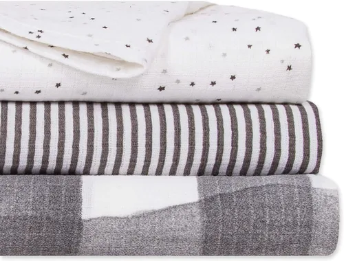 Miniatura 2 de Burt's Bees Baby - Mantas de muselina de algodón para bebé, paquete de 3, multiusos, ligeras y transpirables, 100% algodón orgánico estrellas