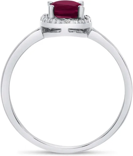 Miniatura 5 de Direct-Jewelry Anillo de diamantes y rubí ovalado de oro blanco de 14 k