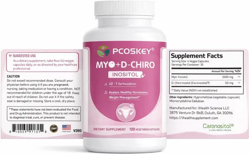 Miniatura 6 de Myo-Inositol & D-Chiro Inositol Capsules for Women, 120 Count