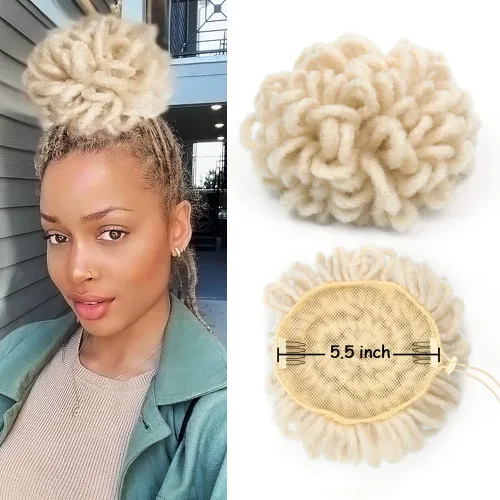 Miniatura 35 de Yinmei Baibian Loc Cola de Caballo con Cordón Moño de Pétalos Moños de Rastas Afro Rojas Cola de Caballo Rizado Hinchado Trenza Colas de Caballo