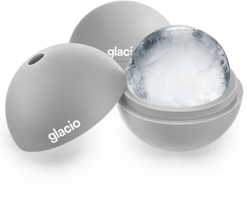 Moldes redondos para cubitos de hielo – Máquina grande para hacer bolas de hielo de whisky | Molde de esfera de silicona sin BPA para cócteles Gris