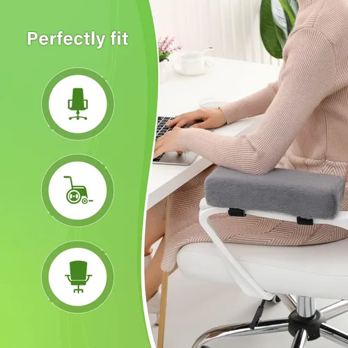 Miniatura 5 de LargeLeaf Reposabrazos de felpa para silla, cojines para codo, alivio de presión, silla de oficina, silla de juegos, reposabrazos con almohadillas