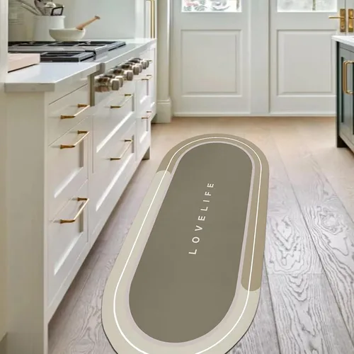 Miniatura 16 de Tapetes de baño de goma de secado rápido, antideslizantes, súper absorbentes, de secado instantáneo, alfombra de baño frente al fregadero de la Beige