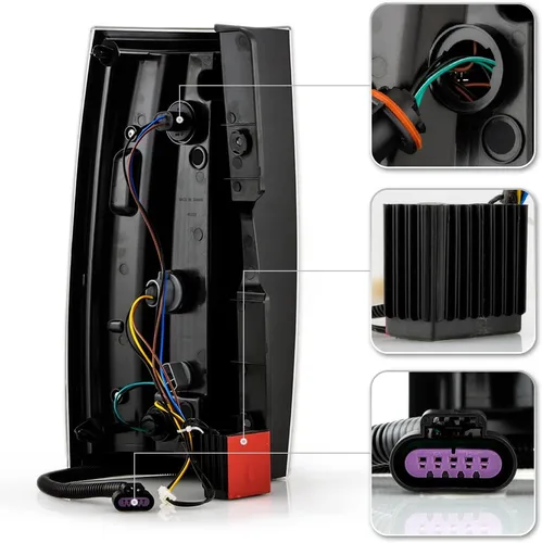 Miniatura 3 de KEEKPO - Para 2007-2013 Chevy Suburban 1500 2500 Tahoe GMC Yukon Luces de cola traseras completas LED negras con lámparas de freno, juego Negro ónice