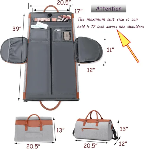 Miniatura 5 de BUG Bolsas de ropa, bolsa de ropa convertible con correa para el hombro, compartimento para zapatos, bolsas de viaje de transporte, bolsa de lona