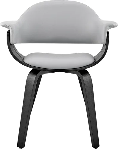 Miniatura 4 de Armen Living Adalyn - Silla de comedor de piel sintética y madera, gris/negro, 19 pulgadas de profundidad x 25 pulgadas de ancho x 30 pulgadas