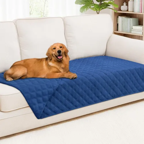 Miniatura 83 de Smiry Funda impermeable para cama de mascota, suave y lavable, para muebles, cama, sofá, reversible, a cuadros (30 x 53 pulgadas, color beige/beige)