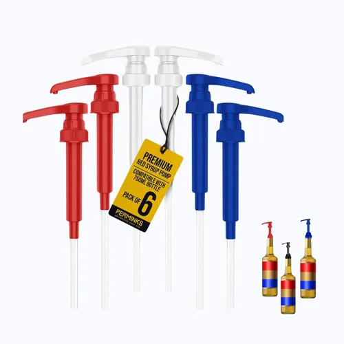 Miniatura 13 de Dispensador de bomba de jarabe de café de 6 piezas (color dorado) - Compatible con botellas de jarabe Torani, Davinci y Skinny