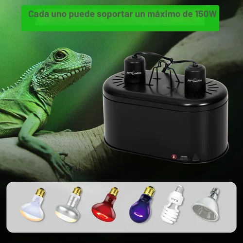 Miniatura 3 de REPTI ZOO Lámpara de doble reptil para reptil Dome UVB, reflector de reptil, tapa de lámpara de cúpula de doble reptil, diseño de integración