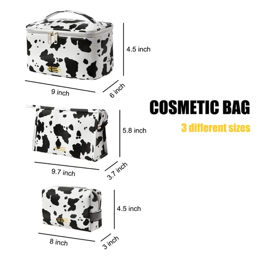 Miniatura 5 de MIRASON Bolsa de maquillaje de viaje para mujer, bonita bolsa de maquillaje, juego de 3 para bolsa, bolsa organizadora de maquillaje, bolsa
