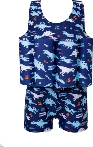Traje de baño de una pieza para bebés y niños con protección solar UPF 50+ para playa, piscina y juegos de verano para niños y niñas Dinosaurio azul