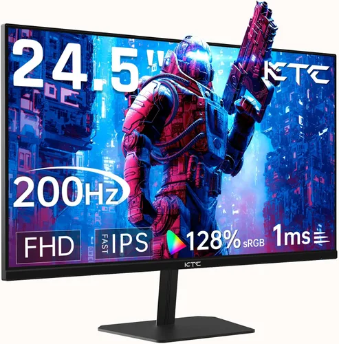 KTC Monitor de juegos de 24.5 pulgadas, monitor de 180 Hz (hasta 200 Hz), monitor FHD rápido, IPS 1080P 1ms, 128% sRGB HDR10, sincronización
