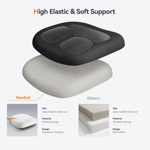 Miniatura 6 de Newtral Silla de oficina ergonómica con soporte lumbar adaptable, silla de escritorio con respaldo alto con reposacabezas ajustable, reposabrazos