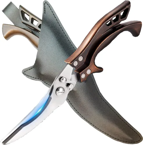 Miniatura 9 de ANDONG Tijeras de cocina, tijeras profesionales resistentes para aves de corral, de acero inoxidable, con resorte, aptas para lavavajillas