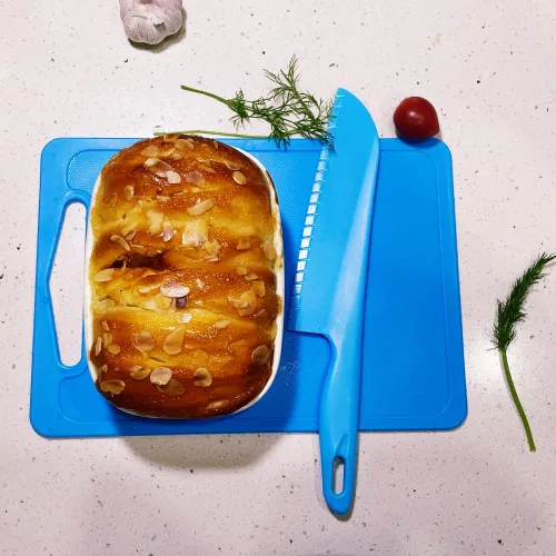 Miniatura 4 de jawbush Cuchillo de plástico para verduras, cortador de pizza de borde dentado de 11 pulgadas con mango antideslizante para cocina, pizzas