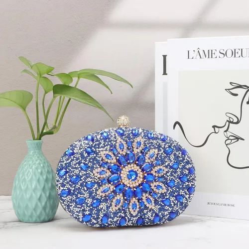 Miniatura 7 de Bolso de mano de noche con diamantes de imitación para mujer, bolsa de mano con diamantes brillantes y brillantes, bolsa de fiesta de boda de cristal