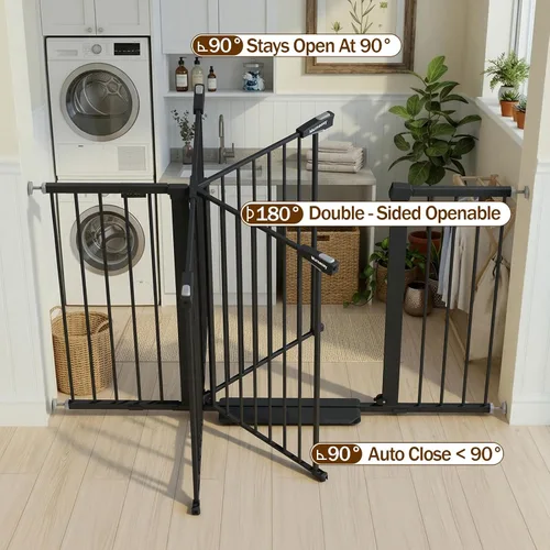 Miniatura 8 de Mumeasy Puerta de bebé extra ancha de 29.7 a 57 pulgadas, puerta grande para perros con cierre automático para puertas, puerta de seguridad