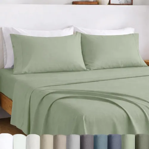 Miniatura 18 de California Design Den Juego de sábanas para cama King - Sábanas de percal de 100% algodón egipcio certificado, tamaño King con bolsillos profundos