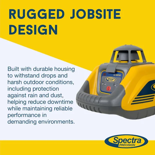 Miniatura 4 de Spectra Precision LL100N Nivel láser, láser autonivelante con receptor HR320, abrazadera de varilla C59, baterías alcalinas, estuche de transporte