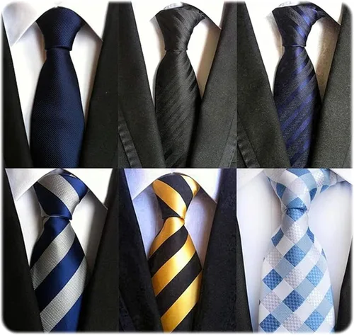Miniatura 109 de WeiShang Lote de 6 corbatas clásicas de seda para hombre, corbatas tejidas jacquard