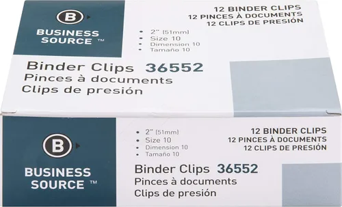 Miniatura 2 de Business Source Clips plegables para carpeta, color negro, grande (paquete de 12)
