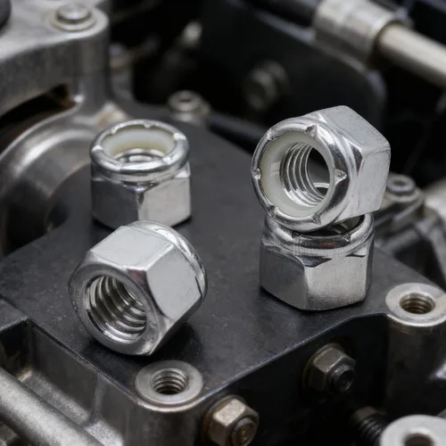 Miniatura 7 de Tuercas de bloqueo de nailon de 1/4 "-20, 30 tuercas de bloqueo hexagonales de acero inoxidable SAE 304, reutilizables, antisueltas, resistentes a