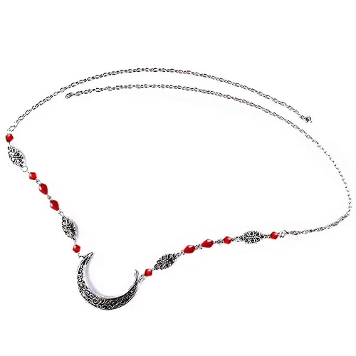 Miniatura 10 de Diadema de bruja con diseño de luna para mujer, corona de hada de elfo, disfraz de frente gitana vikinga, diadema bohemia luna dorada