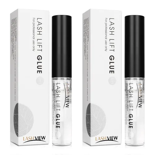 LASHVIEW Pegamento para levantar pestañas, 2 unidades, adhesivo permanente para pestañas, sin irritación e inodoro, 0.2 fl oz*2