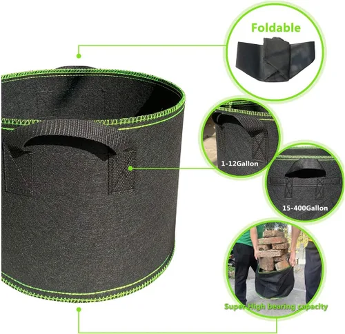 Miniatura 3 de Segreto Bolsas de cultivo de 30 galones de tela no tejida de aireación gruesa de alta resistencia para macetas de plantas con asas para jardín