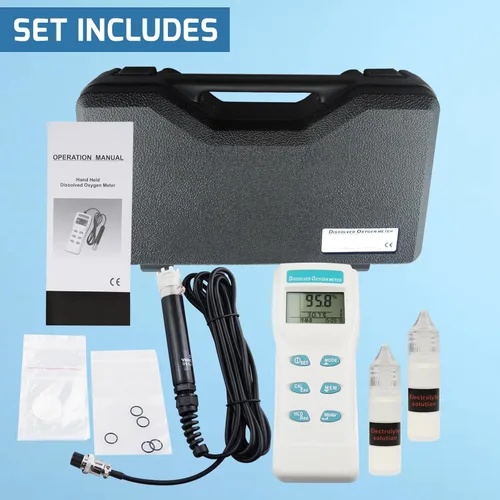 Miniatura 9 de Gain Express Medidor de oxígeno disuelto con electrodo Medidor de DO portátil Probador de calidad de agua con pantalla LCD grande Función de memoria