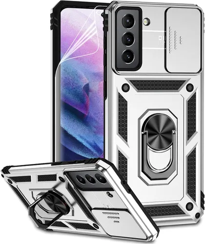 Miniatura 10 de Funda para Samsung Galaxy S21 Plus con cubierta para lente de cámara, protector de pantalla HD, probado contra caídas de grado militar, soporte