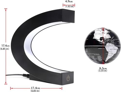 Miniatura 6 de Magnetic Levitation Floating Rotating World Globe with LED Frame Lights, C Shape Levitating Globe, Touch Switch Night Light, Cool Tech Gifts for Men
