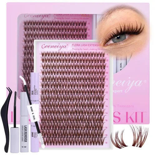 Miniatura 15 de Geeneiya Kit de Extensión de Pestañas 20D+40D, Racimos de Pestañas Suaves, Kit de Extensiones de Pestañas Naturales con Enlace de Pestañas