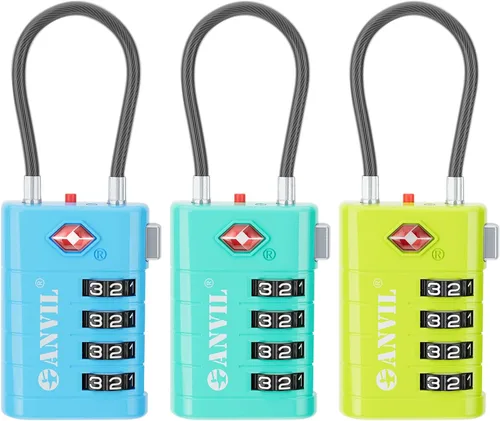 ANVIL Candados de equipaje TSA de 4 esferas con alerta de búsqueda: núcleo TSA008 mejorado para máxima seguridad, ideal para equipaje, maleta,