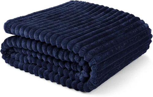 Miniatura 35 de PAVILIA Manta de forro polar súper suave, manta de franela de felpa mullida, cálida y acogedora manta de microfibra acanalada para sofá o cama, Negro