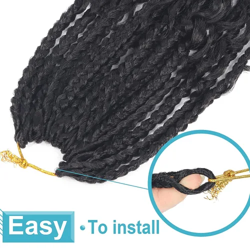 Miniatura 2 de Trenzas Goddess Box de Cabello de Ganchillo con Extremos Rizados 8 Pulgadas Trenzas de Caja Bohemias Trenzas de Ganchillo 8 Paquetes 3X Trenzas de 1b