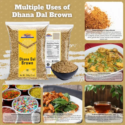 Miniatura 3 de Rani Dhana Dal (semillas de cilantro tostado) marrón, 7 onzas (200 gm) ~ Todo natural Vegano Sin colores Apto para gluten Sin OMG Origen