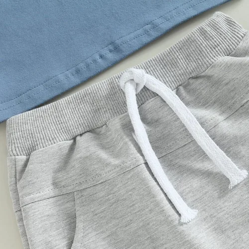 Miniatura 76 de Conjunto de ropa casual de manga corta con botones y pantalones cortos de lino para bebés y niños pequeños