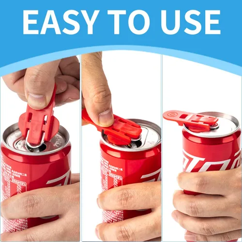 Miniatura 6 de Abrelatas fácil, 6 piezas de abrelatas de cerveza de soda de color y protector de cubierta de latas de bebidas, escudos de plástico de alta calidad.