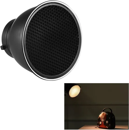 Miniatura 9 de Andoer Lámpara de difusor plano reflector estándar de 7 pulgadas con rejilla de panal de 60° para montaje Bowens para Flash Studio Strobe Speedlite