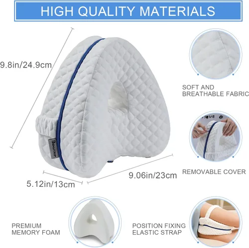 Miniatura 2 de BEAUTRIP Almohada de rodilla para dormir de lado, almohadón de espuma viscoelástica con contorno de cuña, cojín de apoyo con funda lavable
