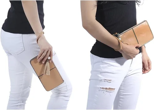 Miniatura 6 de Befen - Bolso clutch de mano de cuero con correa para teléfono celular, organizador de tarjetas
