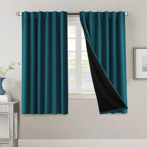 Miniatura 132 de H.VERSAILTEX Cortinas 100% opacas para dormitorio con forro negro, cortinas de oscurecimiento de habitación completa, con aislamiento térmico