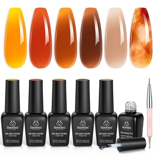 Miniatura 13 de Beetles - Juego de esmaltes de uñas en gel neón, 6 colores, rosado intenso, naranja, amarillo, verde, azul y morado, semipermanentes, uso