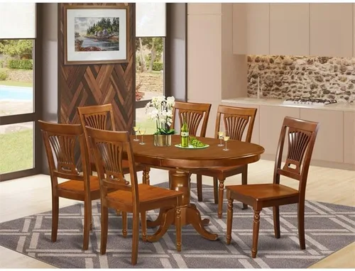 Miniatura 2 de East West Furniture POPL7-SBR-W - Juego de 7 piezas compuesto por una mesa ovalada de madera con hoja de mariposa y 6 sillas de comedor, 42 x 60