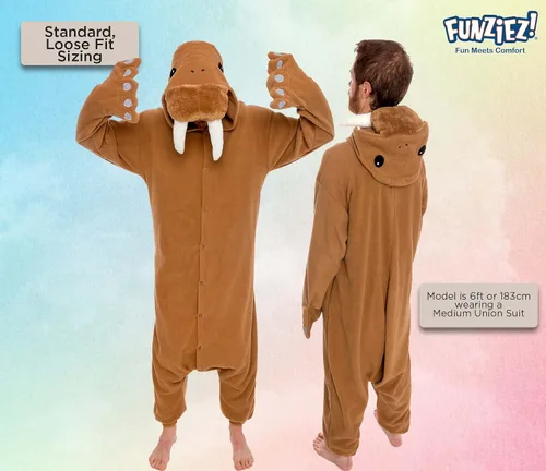 Miniatura 3 de FUNZIEZ - Disfraz de Halloween para adultos de animales y criaturas marinas mameluco de felpa para adultos mujeres y hombres