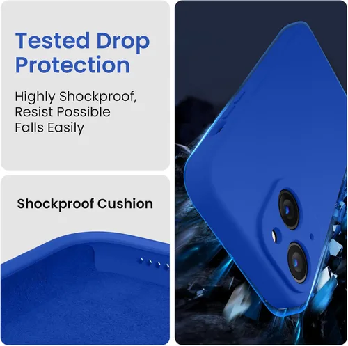Miniatura 4 de FireNova Funda diseñada para iPhone 14, funda de silicona mejorada [protección de cámara] con [2 protectores de pantalla], forro interior de Azul