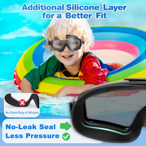 Miniatura 2 de EverSport - Paquete de 2 gafas de natación para niños de 8 a 16 años, capa extra de silicona, gafas de natación para niños, adolescentes, jóvenes