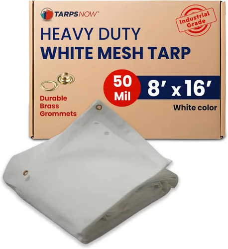 Miniatura 27 de Tarps Now - Lona de malla blanca resistente de 8 x 10 pies con ojales de latón, resistente a los rayos UV, color blanco reflectante 75%, sombra